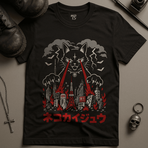 Cat Lasers Tokyo T-Shirt - Black - S - Inked 13 Ltd Unisex alternative tattoo apparel