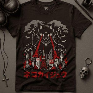 Cat Lasers Tokyo T-Shirt - Brown - S - Inked 13 Ltd Unisex alternative tattoo apparel