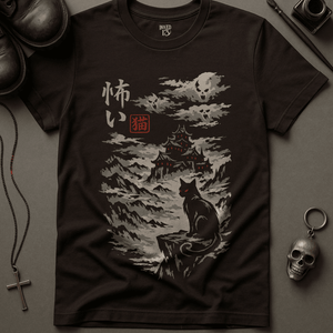 Cat Misty Mountains T-Shirt - Brown - S - Inked 13 Ltd Unisex alternative tattoo apparel