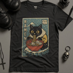Cat Ramen Antarctic T-Shirt - Dark Grey - S - Inked 13 Ltd