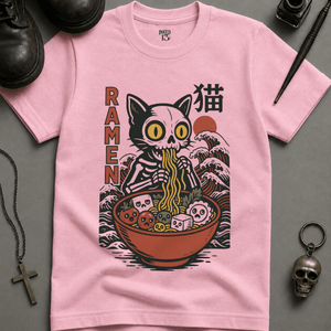 Cat Ramen T-shirt (New Style) - Blossom - S - Inked 13 Ltd Unisex alternative tattoo apparel