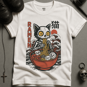 Cat Ramen T-shirt (New Style) - White - S - Inked 13 Ltd Unisex alternative tattoo apparel