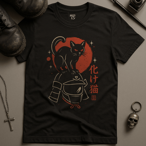 Cat Space Samurai T-Shirt - Black - S - Inked 13 Ltd