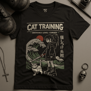Cat Training T-Shirt - Black - S - Inked 13 Ltd