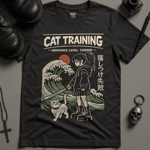 Cat Training T-Shirt - Dark Grey - S - Inked 13 Ltd