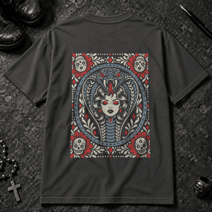 Cobra Femme Tattoo T-shirt - Graphite - S - Inked 13 - Unisex alternative tattoo apparel.