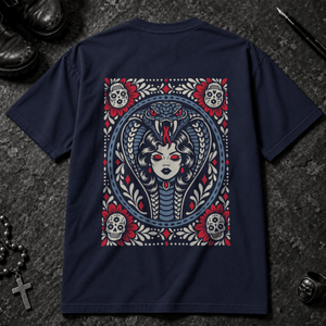 Cobra Femme Tattoo T-shirt - True Navy - S - Inked 13 - Unisex alternative tattoo apparel.
