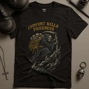 Comfort Kills Progress T-Shirt - Black - S - Inked 13 Ltd Unisex alternative tattoo apparel