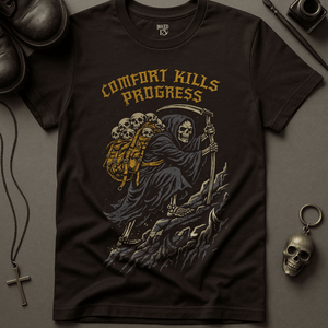 Comfort Kills Progress T-Shirt - Brown - S - Inked 13 Ltd Unisex alternative tattoo apparel