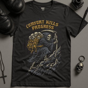 Comfort Kills Progress T-Shirt - Dark Grey - S - Inked 13 Ltd Unisex alternative tattoo apparel