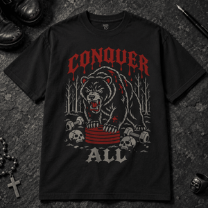 Conquer All T-shirt - Black - S - Inked 13 - Unisex alternative tattoo apparel.