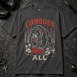 Conquer All T-shirt - Graphite - S - Inked 13 - Unisex alternative tattoo apparel.