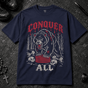 Conquer All T-shirt - True Navy - S - Inked 13 - Unisex alternative tattoo apparel.