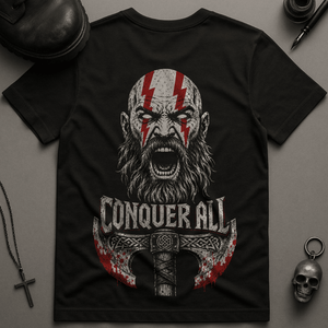 Conquer All Warrior T-Shirt - Black - S - Inked 13 Ltd Unisex alternative tattoo apparel