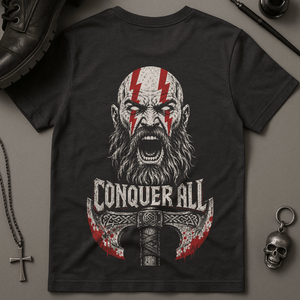 Conquer All Warrior T-Shirt - Dark Grey - S - Inked 13 Ltd Unisex alternative tattoo apparel