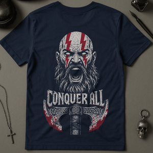 Conquer All Warrior T-Shirt - Navy - S - Inked 13 Ltd Unisex alternative tattoo apparel