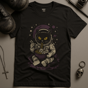 Cosmic Ramen Cat T-Shirt - Black - S - Inked 13 Ltd