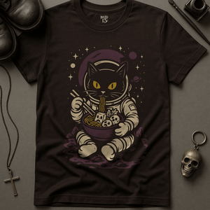 Cosmic Ramen Cat T-Shirt - Brown - S - Inked 13 Ltd