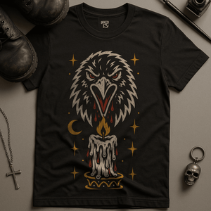 Crow Candle T-Shirt - Black - S - Inked 13 Ltd Unisex alternative tattoo apparel