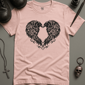 Crow Hearts T-Shirt - Soft Pink - S - Inked 13 Ltd Unisex alternative tattoo apparel
