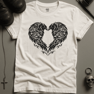Crow Hearts T-Shirt - White - S - Inked 13 Ltd Unisex alternative tattoo apparel