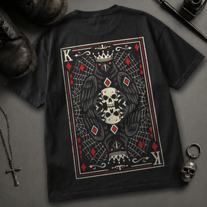 Crow King Of Diamonds Heavyweight T-shirt - Black - S - Inked 13 Ltd Unisex alternative tattoo apparel