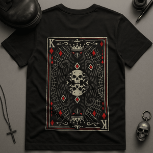 Crow King Of Diamonds T-Shirt - Black - S - Inked 13 Ltd Unisex alternative tattoo apparel