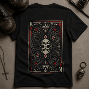 Crow King Of Diamonds T-shirt (New Style) - Black - S - Inked 13 Ltd Unisex alternative tattoo apparel