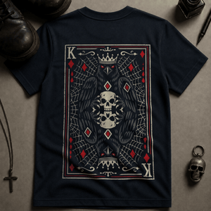 Crow King Of Diamonds T-shirt (New Style) - True Navy - S - Inked 13 Ltd Unisex alternative tattoo apparel
