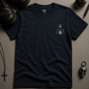 Crow King Of Diamonds T-shirt (New Style) - True Navy - S - Inked 13 Ltd Unisex alternative tattoo apparel