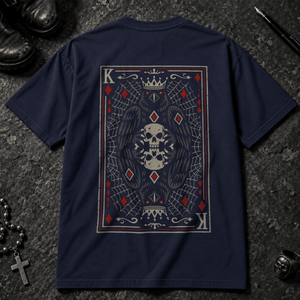 Crow King Of Diamonds T-shirt - True Navy - S - Inked 13 - Unisex alternative tattoo apparel.