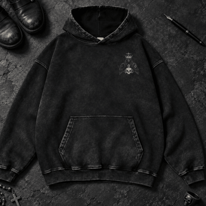 Crow King of Diamonds Washed Hoodie - Black Beauty - S - Inked 13 Ltd Unisex alternative tattoo apparel