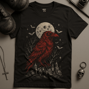 Crow Medieval Village T-Shirt - Black - S - Inked 13 Ltd Unisex alternative tattoo apparel