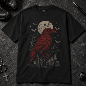 Crow Medieval Village T-Shirt - Black - S - Inked 13 - Unisex alternative tattoo apparel.
