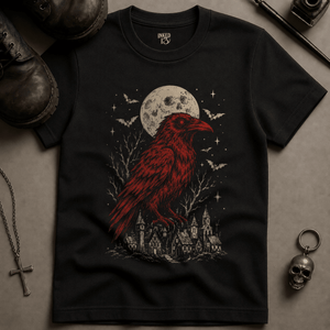 Crow Medieval Village T-Shirt (New Style) - Black - S - Inked 13 Ltd Unisex alternative tattoo apparel