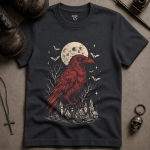 Crow Medieval Village T-Shirt (New Style) - Graphite - S - Inked 13 Ltd Unisex alternative tattoo apparel