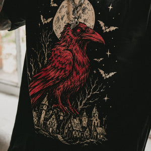 Crow Medieval Village T-Shirt - True Navy - S - Inked 13 - Unisex alternative tattoo apparel.