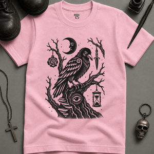 Crow Occult Tree T-shirt - Blossom - S - Inked 13 Ltd Unisex alternative tattoo apparel