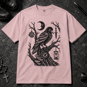 Crow Occult Tree T-shirt - Blossom - S - Inked 13 - Unisex alternative tattoo apparel.