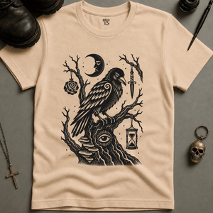 Crow Occult Tree T-shirt - Ivory - S - Inked 13 Ltd Unisex alternative tattoo apparel