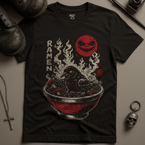 Crow Ramen Bowl T-Shirt - Black - S - Inked 13 Ltd Unisex alternative tattoo apparel