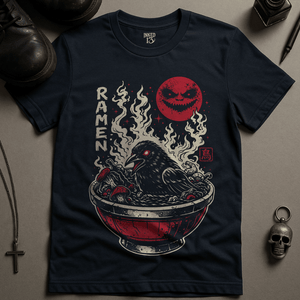 Crow Ramen Bowl T-Shirt - Navy - S - Inked 13 Ltd Unisex alternative tattoo apparel