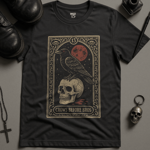 Crows Before Bros Tarot T-Shirt - Dark Grey - S - Inked 13 Ltd