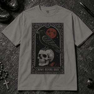 Crows Before Bros Tarot T-shirt - Grey - S - Inked 13 - Unisex alternative tattoo apparel.