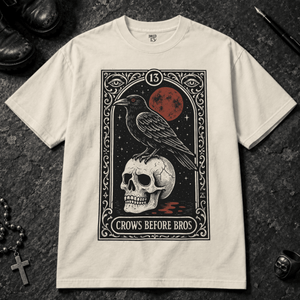 Crows Before Bros Tarot T-shirt - Ivory - S - Inked 13 - Unisex alternative tattoo apparel.