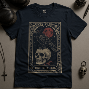Crows Before Bros Tarot T-Shirt - Navy - S - Inked 13 Ltd