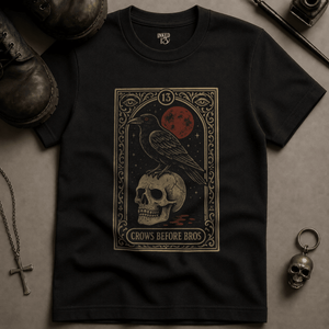 Crows Before Bros Tarot T-shirt (New Style) - Black - S - Inked 13 Ltd Unisex alternative tattoo apparel