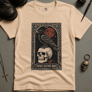 Crows Before Bros Tarot T-shirt (New Style) - Ivory - S - Inked 13 Ltd Unisex alternative tattoo apparel