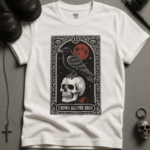 Crows Before Bros Tarot T-shirt (New Style) - White - S - Inked 13 Ltd Unisex alternative tattoo apparel