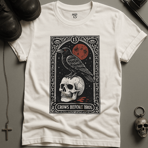 Crows Before Bros Tarot T-Shirt - White - S - Inked 13 Ltd